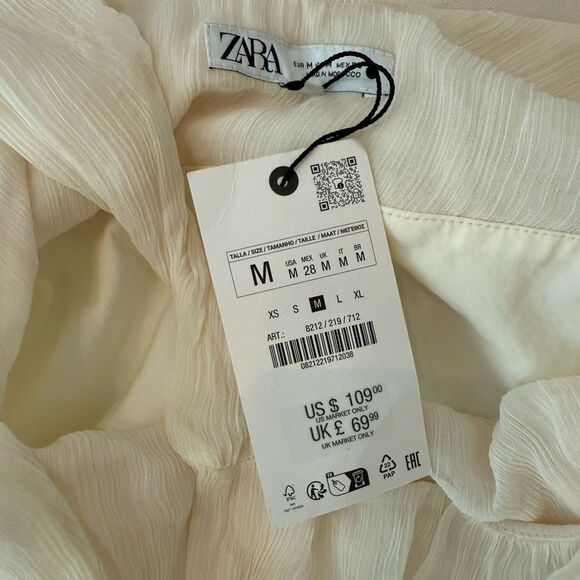 NWT Zara ZW COLLECTION CONTRAST MIDI DRESS Ecru-kk22 - Picture 4 of 4